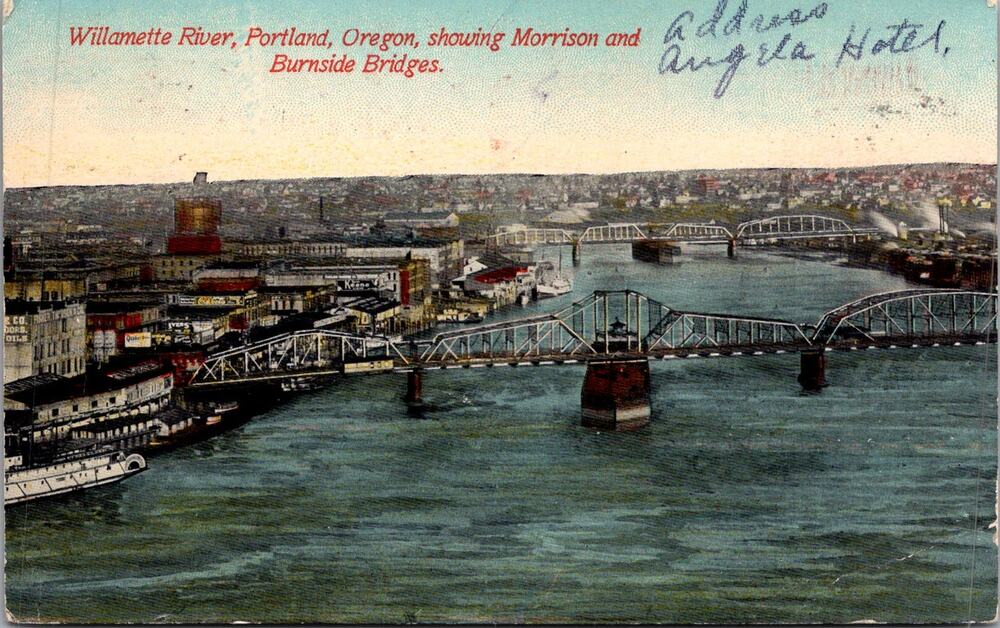 Willamette River in Portland OR 1912 Vintage Postcard SP17-30